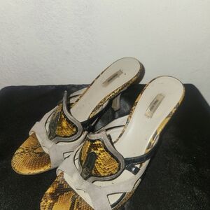 Miu Miu Snake Print Heels with Black and Yellow